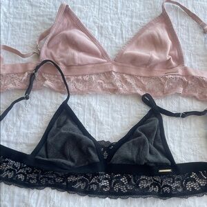 Vince Camuto Pink and Black Lace Bralette‎ Duo